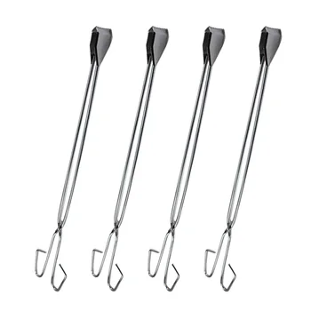 

4pcs Stainless Steel Pick Up Tools Long Garbage Clip Scissor Shape Portable Tongs for Outdoor (60cm)