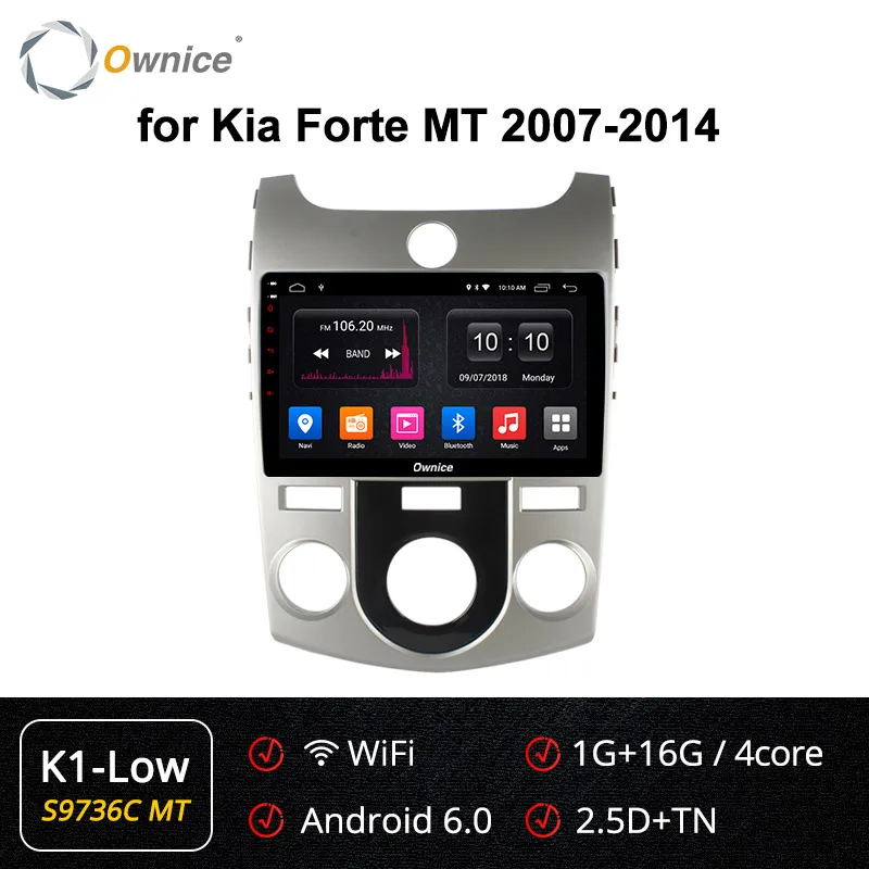 S9736-1 K1-Low Ownice Android 9,0 Восьмиядерный автомобильный Радио плеер gps Navi для Kia Forte 2010 2011 2012 2013 k3 k5 k6 DVD DSP 4G LTE SPDIF 360 - Цвет: S9736-1 K1-Low