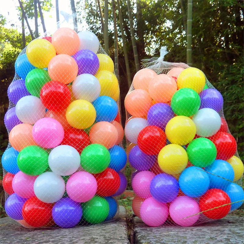 Pelotas plásticas de colores para niños y bebés, pelotas de plástico respetuosas con medio ambiente, juguete suave para nadar, PISCINA BOLAS 200 cm de diámetro, 5,5 unids/bolsa|Pelotas de juguete| -