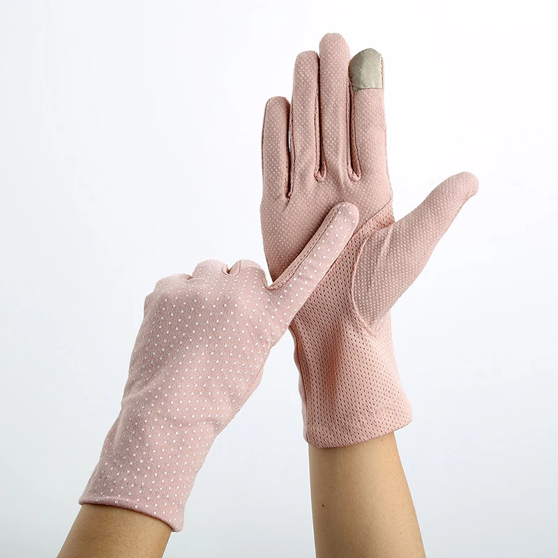 Перчатки с сенсорным экраном для женщин Осень полный палец розовый солнцезащитный экран перчатки анти-УФ противоскользящие перчатки для вождения защита рук - Цвет: pink