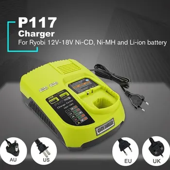 

Universal 12V-18V Lithium Ion NiCad Ni-CD / Ni-MH Rechargeable Battery Charger Pack Power Tool For Ryobi One+ P117 EU/US/AU/UK