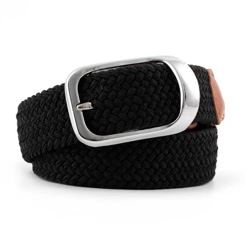 

Canvas Woven Waistband Men 's and Women 's Pin Buckle Elastic Belt Popular Korean Style Fabric Female Unisex Adult