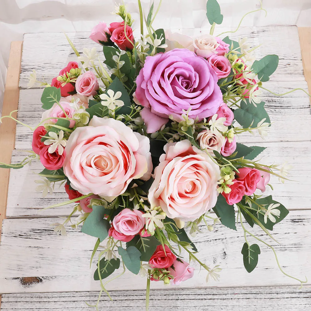 Nordic Artificial Silk Flowers Beautiful Bouquet High Quality Big Roses for Home Wedding Table Decor Fake Flower Valentine Gifts
