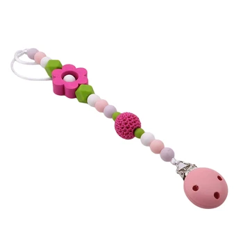 

1 Pcs DIY Wooden Silicone Baby Pacifier Clips Smoother Dummy Flower Pacifier Chain for Baby Baby Shower Gift BPA Free