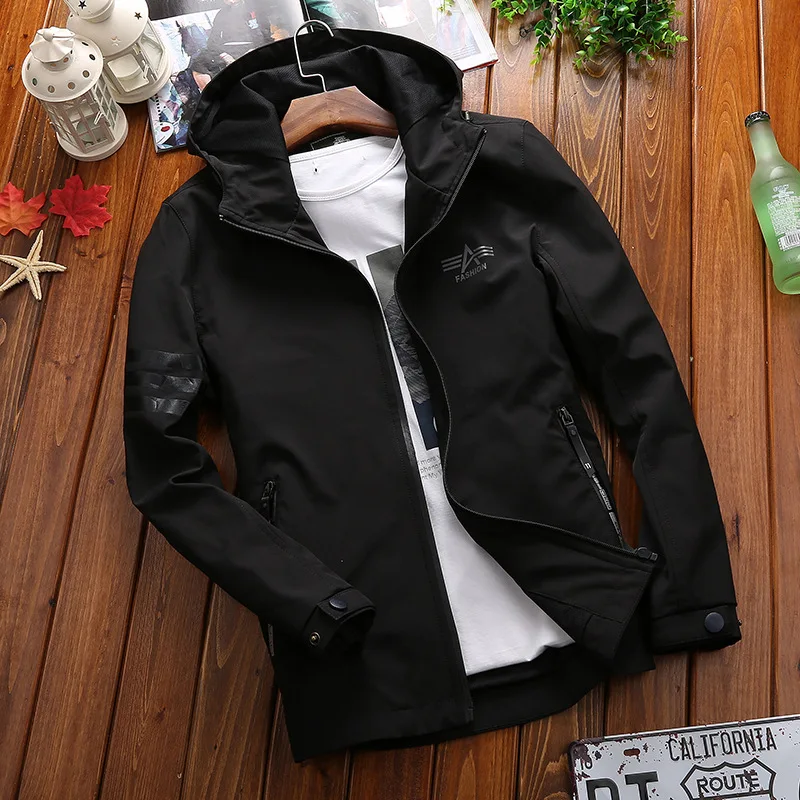 

Genuine Product MEN'S Coat Men's Spring New Style Solid Color Loose And Plus-sized Hooded Trench Coat Youth Fashion Casual Jacke