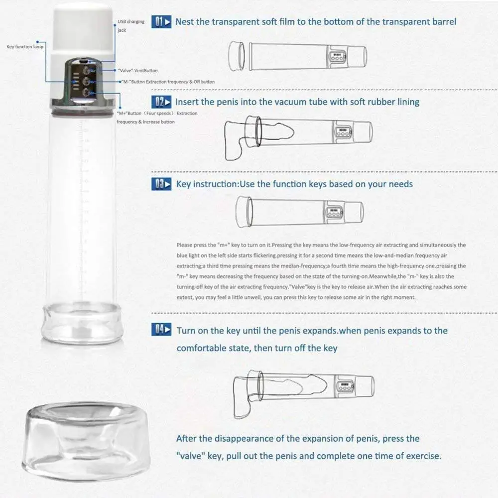 Электрический насос для увеличения пениса с USB зарядкой автоматический