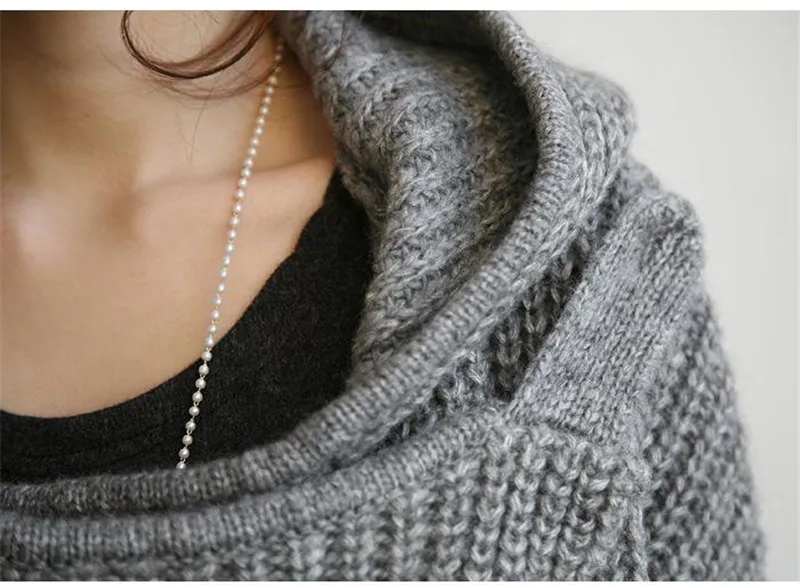 Ladies Woolen Jacket Coat Autumn Winter Casual Knitted Warm Thick Long Coat Outwear Female Women Hooded Overcoat Hoodies