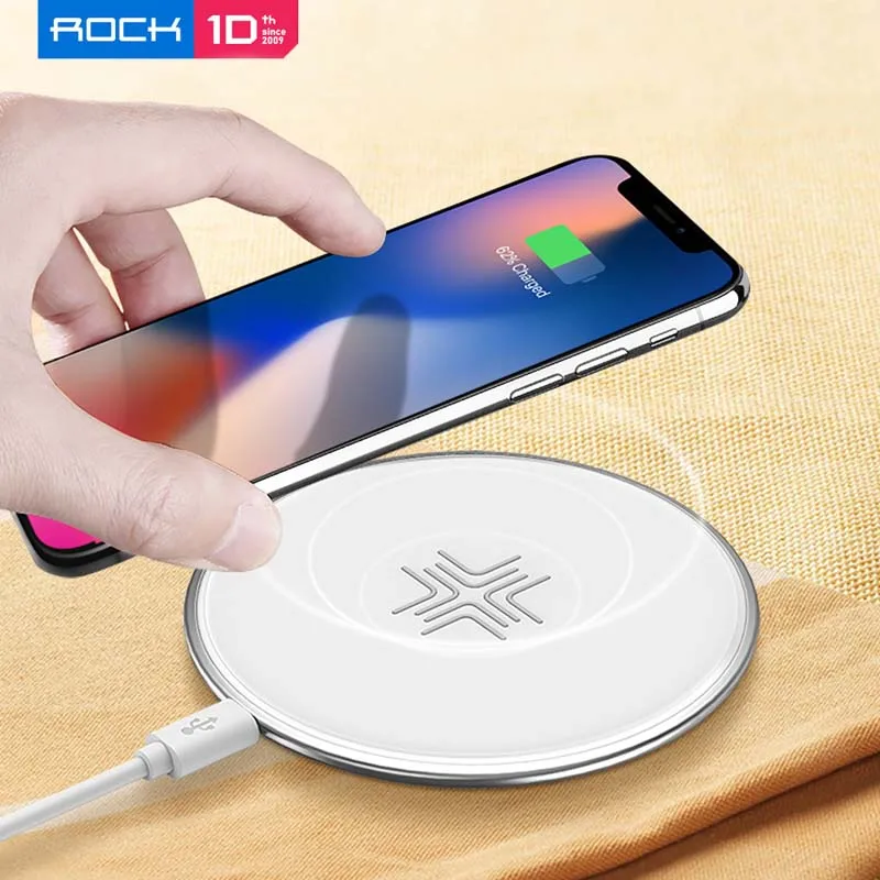 

Original ROCK 10W Qi Fast Wireless Charger Pad for Xiaomi 11 Desktop Wireless Charger Fot for iPhone 12 Pro быстрая зарядка
