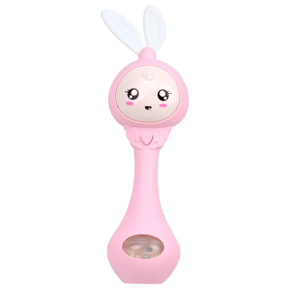 Электрические Музыкальные мигающие детские погремушки, детские ручные колокольчики, милый кролик, ручные колокольчики для новорожденных, Ранние развивающие игрушки#10 - Цвет: Розовый