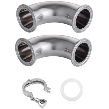 

51mm 2 Inch Pipe 304 Stainless Steel Sanitary Elbow Pipe Fitting 64mm + 2 Inch 51mm Tri Clamp Ferrule 64mm + Gasket