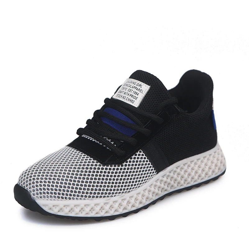 Breathable Mesh Running Shoes Comfortable Flat Platform Shoes Women Casual Lace-up Sneakers Women Flats Autumn Women Shoes - Цвет: Черный