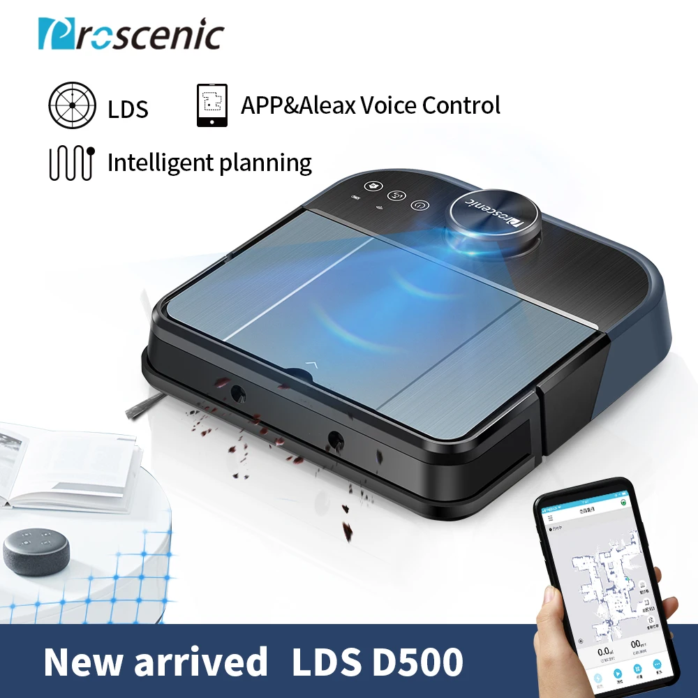 

Proscenic D500 WLAN LDS Laser Robot Vacuum Cleaner Robots 3200ma Recharger Battery 2000pa Max Suction Self-Charge Robotic Vacuum