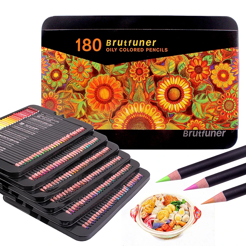 180 Colors Metal Box Coloured Pencils Colouring Pencils Oil - Temu