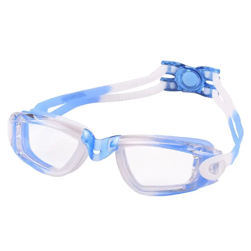 Blue and White Детские очки для плавания, водонепроницаемые, противотуманные, устойчивые к ультрафиолетовому излучению очки для плавания, эластичный пояс, Мягкая силиконовая подушечка - Цвет: Blue and White