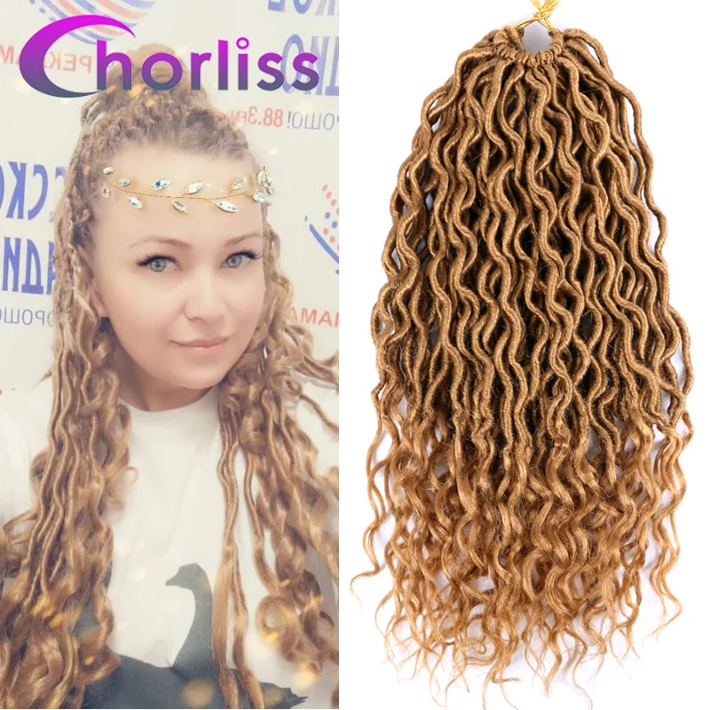 Ombre Goddess искусственные локоны в стиле Crochet волосы 20 дюймов мягкие натуральные синтетические крючком косы Chorliss богемный Африканский черный коричневый волос