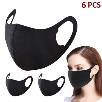 

6pcs Black Mouth Mask Reusable Dust Mask Washable Mascarillas Face Shield Masque Foggy Haze Mask Mundschutz Unisex