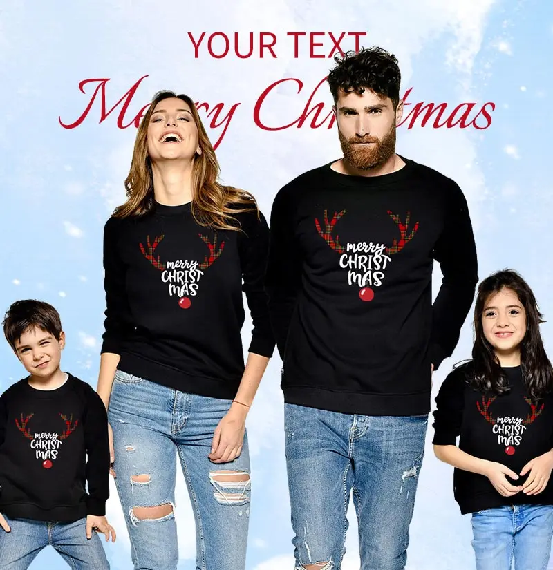 Семейные толстовки с рождественским оленем для мамы, дочки, папы и сына, Одинаковая одежда для папы, мамы и меня футболка для папы, мамы и мальчика