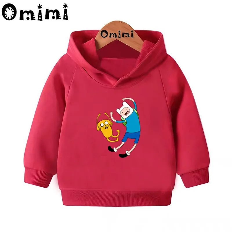Adventure Time Finn& Jaker/милые свитшоты; детские толстовки с капюшоном; крутой пуловер для малышей; топы для девочек и мальчиков; осенняя одежда; KMT5200 - Цвет: Red-5200H