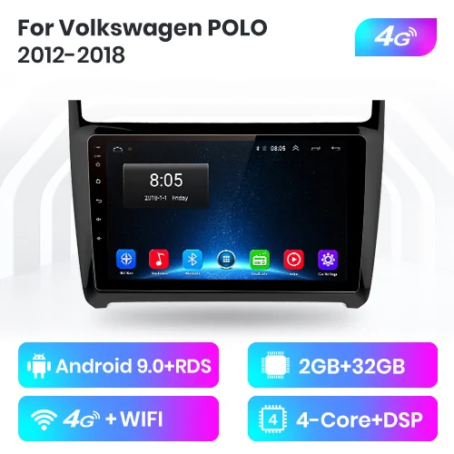 Junsun V1 2G+ 32G Android 9,0 для Volkswagen POLO 2012- автомобильный Радио мультимедийный видео плеер gps RDS 2 din dvd - Цвет: 2-32GB for 4G