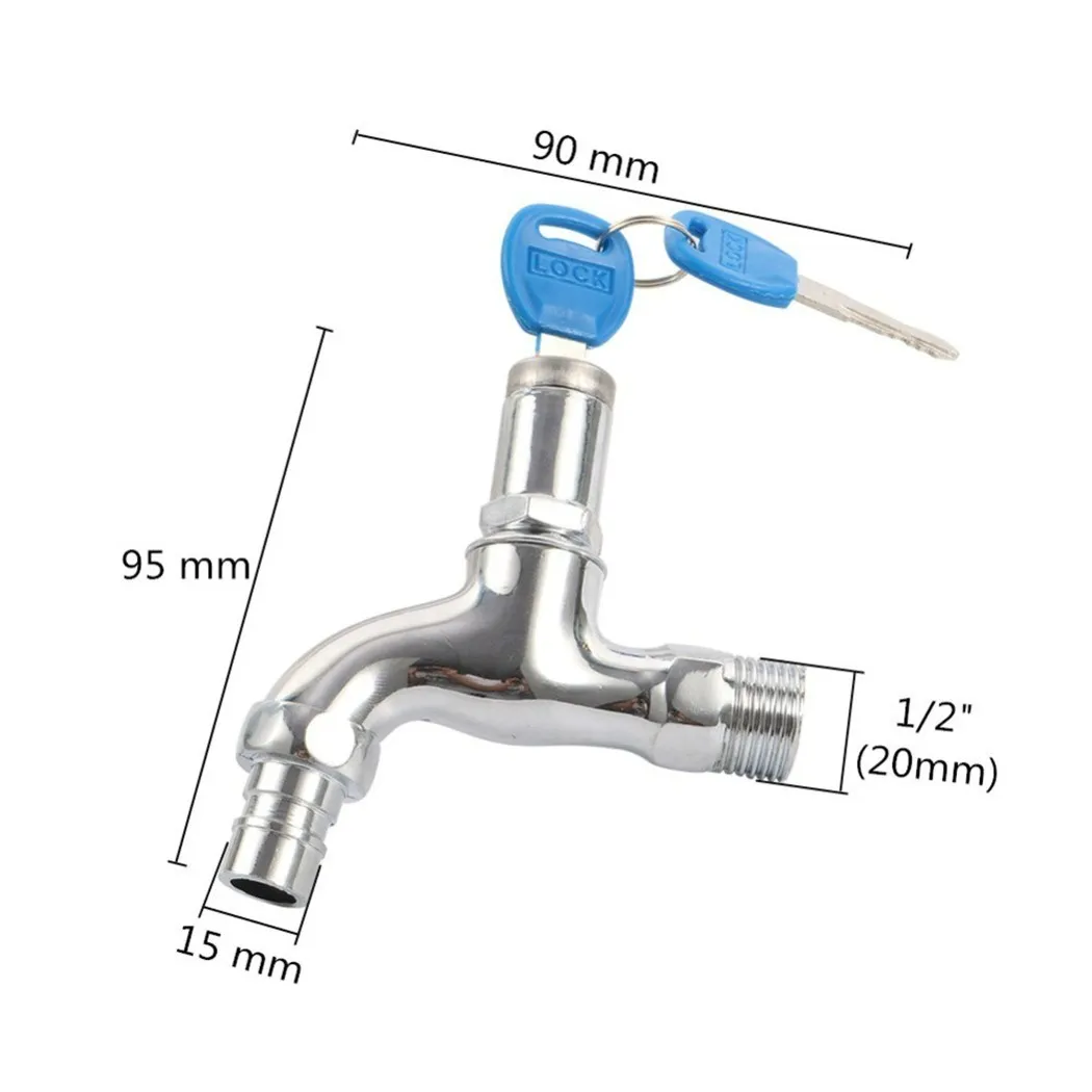 Anti-theft 1/2 Inch Thread Alloy Sink Tap With Key Lock Outdoor Faucet Lockable For Washing Machine Garden Watering Car Wash 1Pc sink tap lock