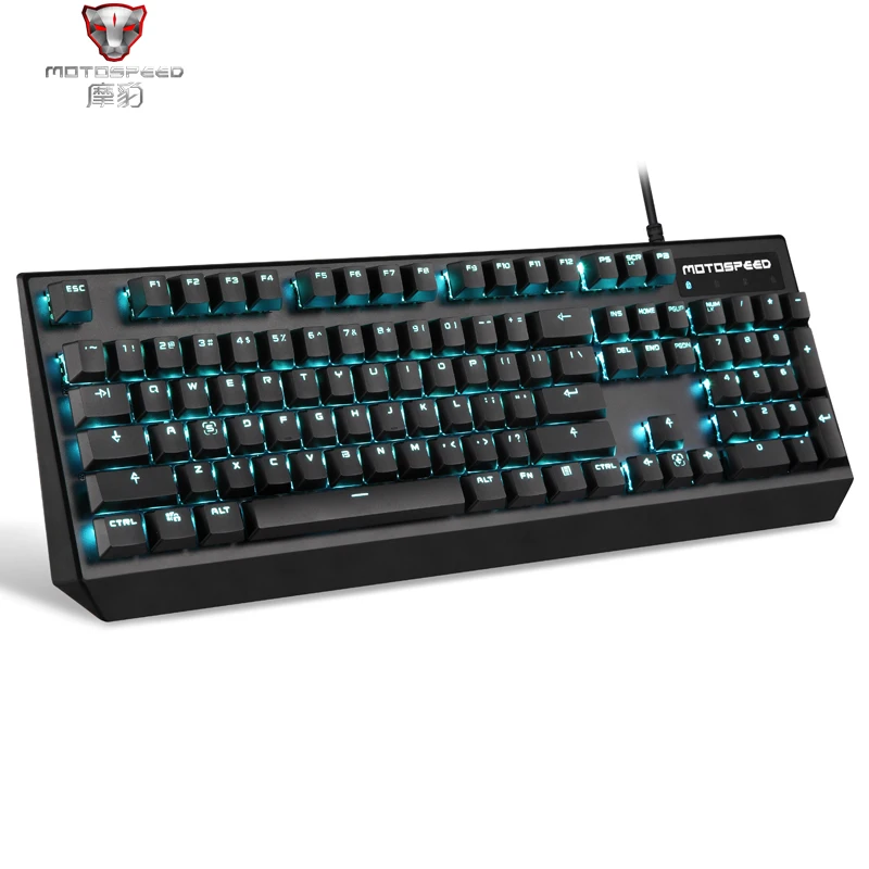  Motospeed CK95 PUBG Gaming Mechanical Keyboard Red/Blue Switch Crystal Blue LED Backlit Russian Key