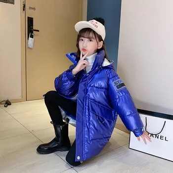 

120-160 Cm Winter Girls Fashion Thick Warm Parkas Baby Kids Children Long Hooded Coat Outerwear Two Colors