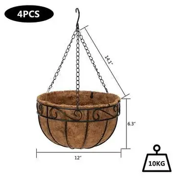 

Hanging Planters Flower Pots Metal Hanging Planter Basket (4 Pack 12 inch)