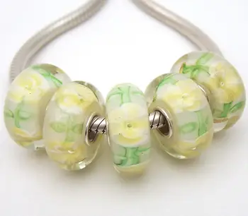 

JGWG1772 5X 100% Authenticity S925 Sterling Silver Beads Murano Glass beads Fit European Charms Bracelet diy jewelry Lampwork