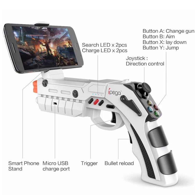 PG-9082 Controle Para Celular Arma Gun Controller AR Mobile Gaming For Smart Phone Bluetooth Controller for Android Phone Game