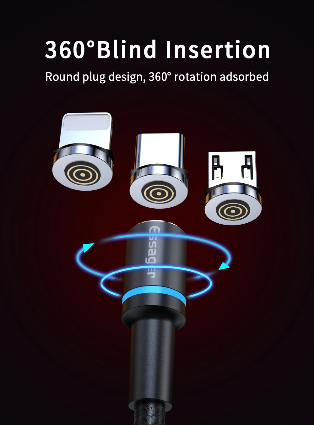 Магнитный кабель Micro USB Essager для IPhone samsung Android, кабель USB для быстрой зарядки, 3 м шнур, Магнитный адаптер зарядного устройства