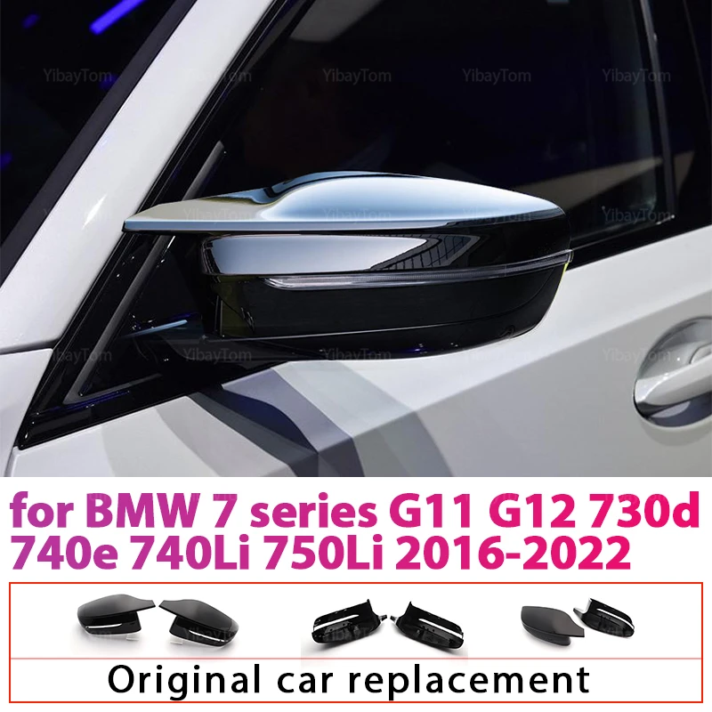 

2ps Bright Black Facelifted modified Mirror cover caps for BMW 7 series G11 G12 730d 740e 740Li 750Li 2016-2022 M4 style LHD RHD