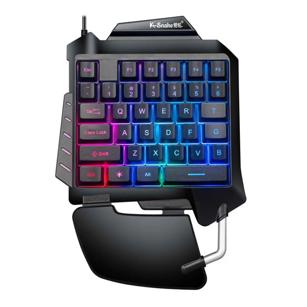 One Hand Mechanical Gaming Keyboard RGB Backlit Portable Mini 35