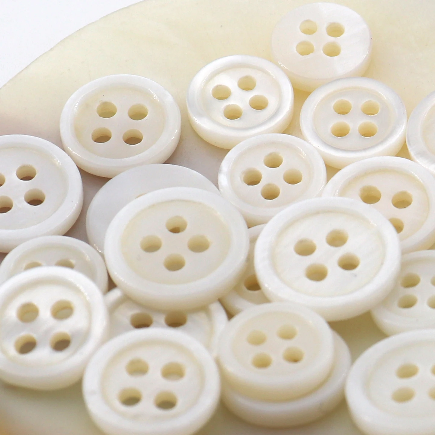 Niucky 9mm-11mm 4 Holes Natural Freshwater River Shell Buttons for Shirt Small Round Thin Edge Sewing Supplies  S0201-009 3
