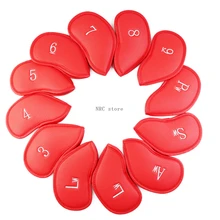 NRC Golf Irons Headcovers12pcs Thick Synthetic Leather Golf Iron Head Covers Set Headcover Fit All Brands Titleist, Callaway etc