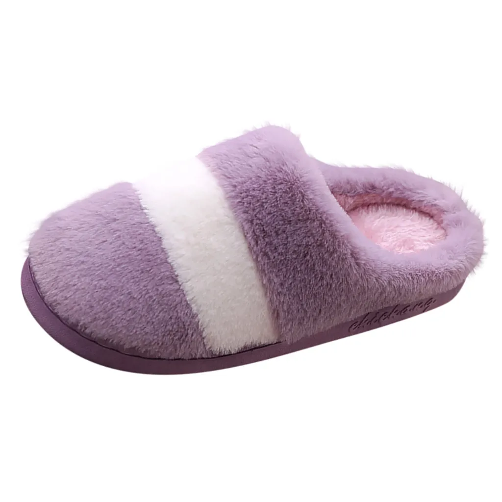 Color matching wool unisex cotton slippers Non-slip solid color indoor flat heel Slippers Breathable Sweat-Absorbing Slippers