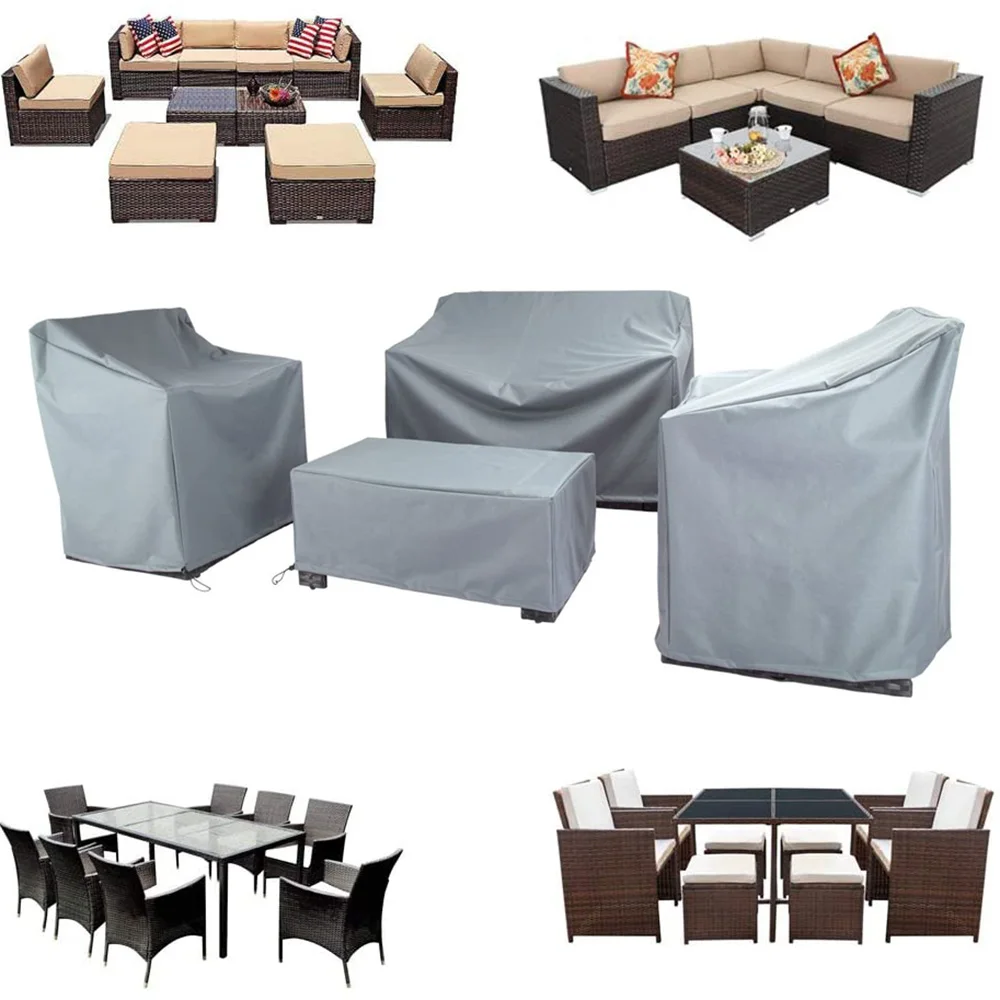 Cubierta impermeable para Patio, cobertor para muebles de exterior, para lluvia y nieve, a prueba de polvo, para sofá, mesa y silla, 2 colores