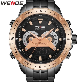 

WEIDE Men Watch Analog Digital Movement Date Military Men Quartz Auto Date Stainless Steel Strap Wristwatches Clocks Men Watches