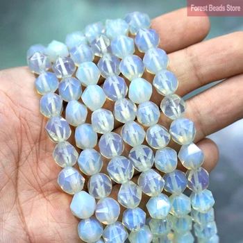 

Natural Faceted Stone White Opalite Quartz Spacers Loose Beads DIY Bracelet Accessories for Jewelry Making 15" Strand 6 8 10MM