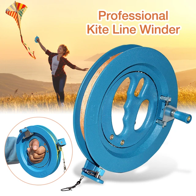 Kite Line Reel Lockable Winder Reel Lockable Kite Winding String Wheel  Plastic Self-Locking Handle Flying Tool, Blue, 16cm