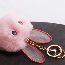 Стиль корейский стиль Мода Кролик Ушастый пушистый шар брелок Подвеска креативный кролик моделирование волос мяч сумка Подвеска