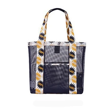 

Outdoor Travel Storage Bag Beach Bag One Shoulder Large Capacity Mesh Transparent Beach Bag Multi-function Swimwear Shoe Storage