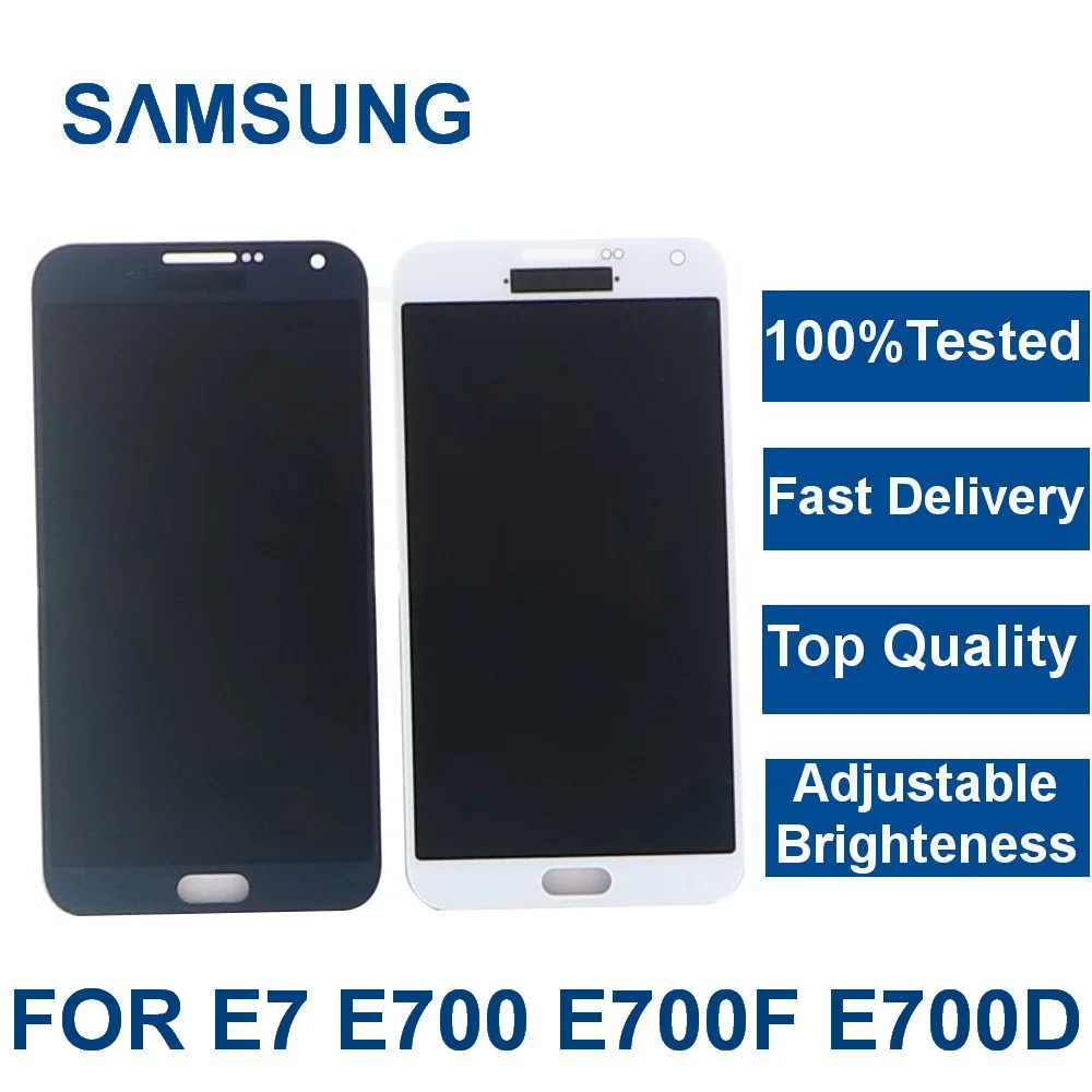 

100%Tested For Samsung Galaxy E7 E700 E700 E700F E700H E700M Phone LCD Display Touch Screen Digitizer Assembly+adjust brightness