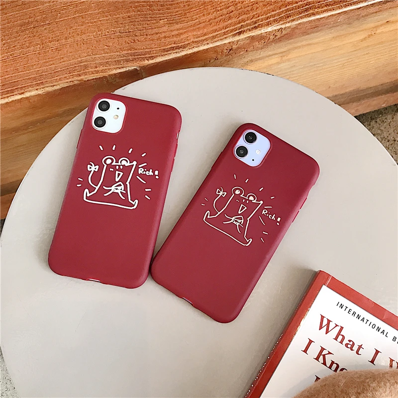 Прекрасный Простой Линия богатая мышь чехол для телефона для Iphone 11 Pro Max X Xr Xs Max 6s 7 8 Plus винно-красный мягкий ТПУ задняя крышка