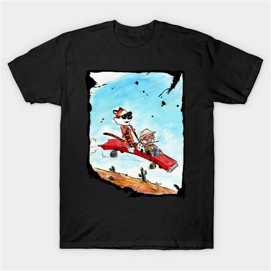 Fear And Loathing в Лас Вегасе Кальвин И хоббес пародия черная футболка S 6Xl уличная