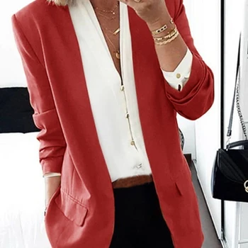 

2019 Autumn Slim Fit Women Cardigan Suits Jackets Casual Open Front OL Blazer Ladies Solid Formal Blazers Coats