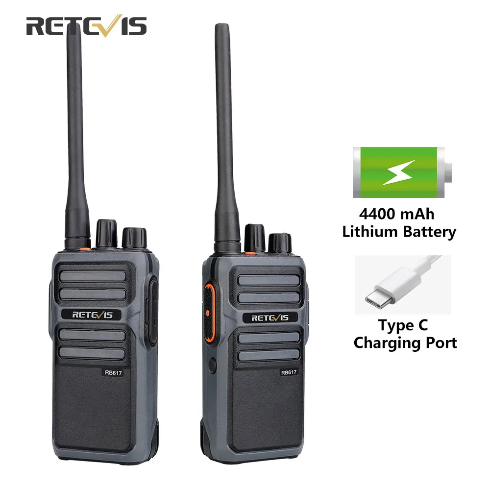 RETEVIS RB617 PMR Walkie Talkie 2pcs 4400mAh Large Battery Type-C USB Charging Two-way Radio Comunicador FRS RB17 Walkie-Talkies