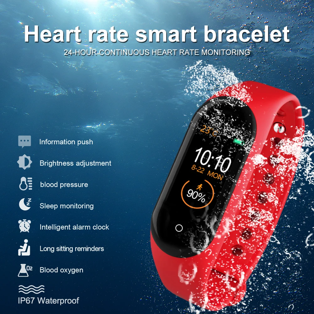 M4 смарт-Браслет фитнес-браслеты трекер здоровье Пульс Монитор артериального давления фитнес-браслет с Bluetooth