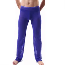 Mens Sleep Bottoms Casual Comfortable Home Pants Soft Loose Sexy Mesh See Through Jogging Pants Sexy Breathable Male Pajamas