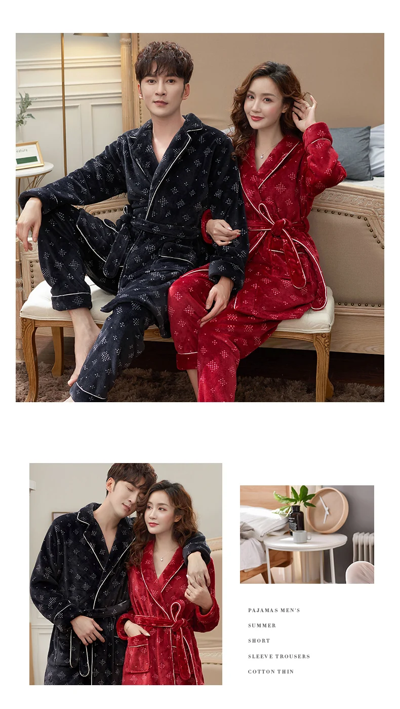 Зимние пижамы для женщин с длинным рукавом кимоно топ Pijama Mujer фланелевая Домашняя одежда качественная пара зимние пижамы для пар пижамы для взрослых