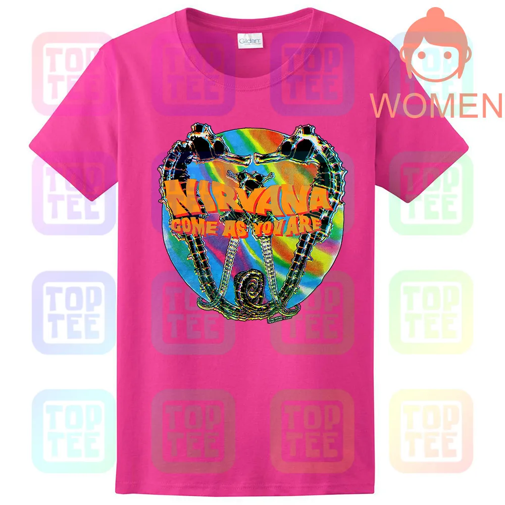 WOMEN-ROSE Винтажная рубашка Nirvana, как ты, '92 Seahorses, аутентичный размер, S-2XL, перепринт - Цвет: WOMEN-ROSE